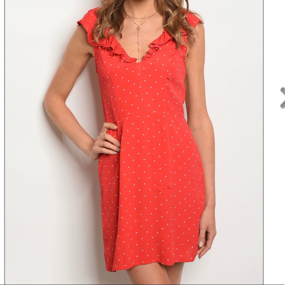 Red polka dot dress